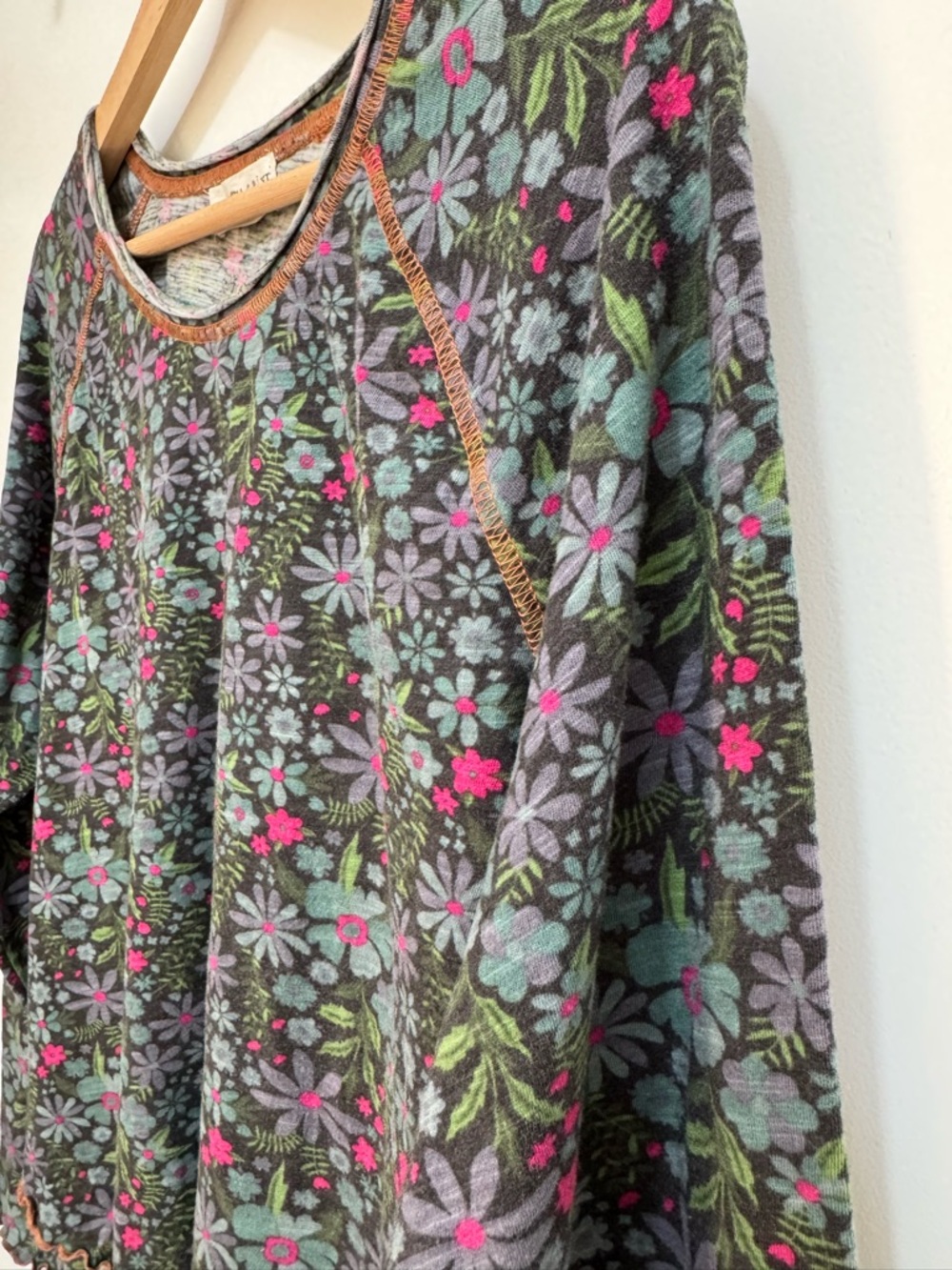 Natural Life Lily Cotton Floral Long Sleeve Tee Shirt Women’s XL Boho Elevated - Picture 4 of 12